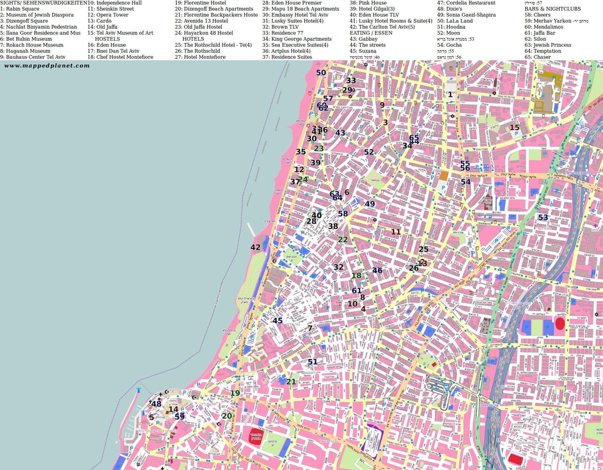 แผนที่ของอุสแควร์ israel. kgm