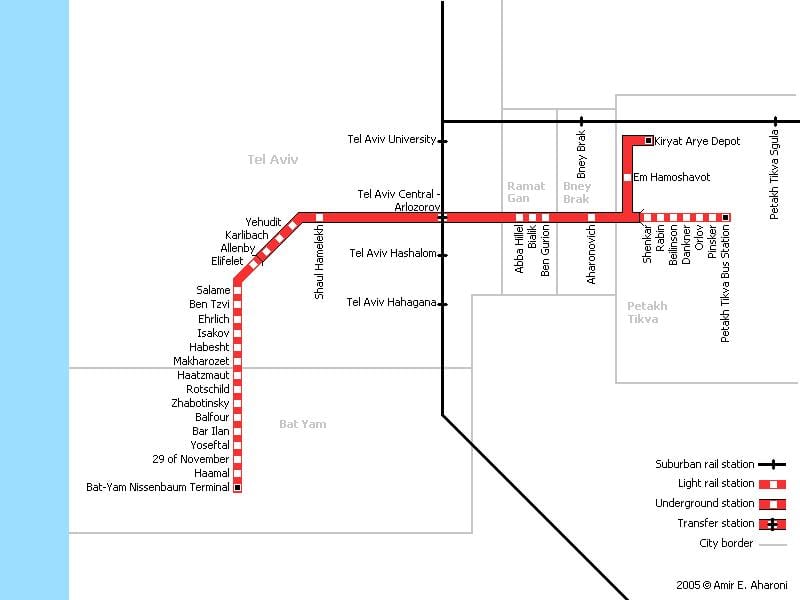 Israel. kgm แผนที่รถไฟใต้ดิน