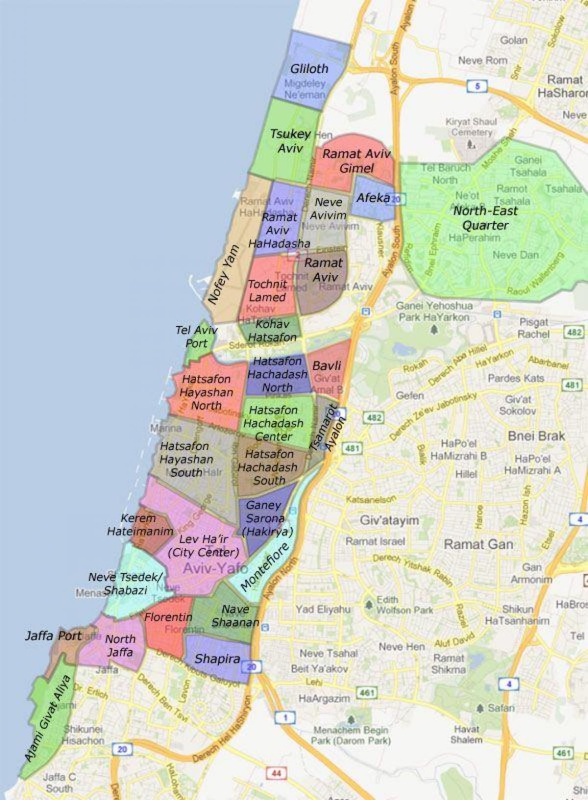 Israel. kgm neighborhoods แผนที่
