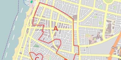แผนที่ของเมืองผิวขาว israel. kgm