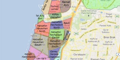 Israel. kgm neighborhoods แผนที่